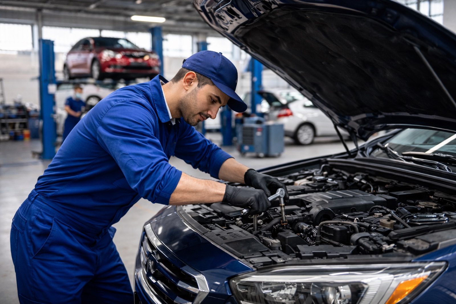 Al Bedaya Garage mechanic servicing a vehicle